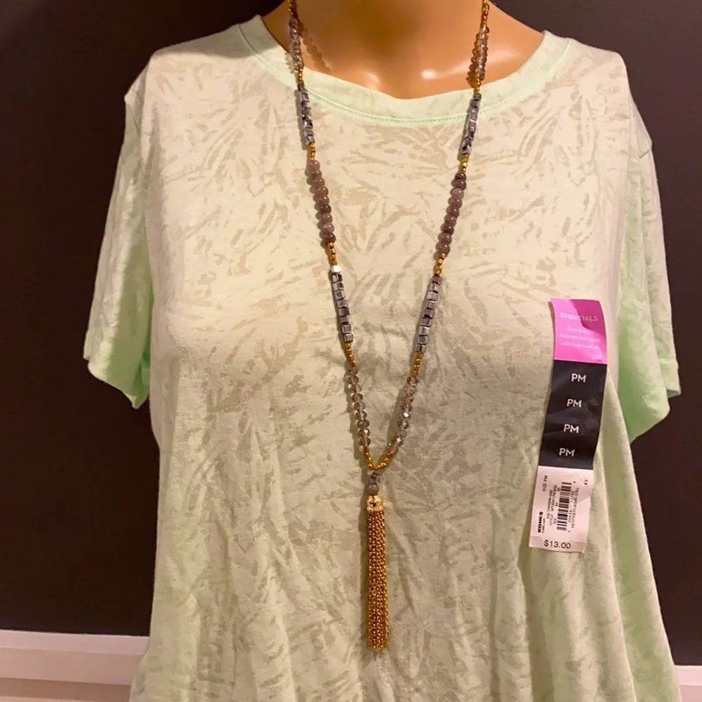 Beautiful Bead necklace gray/gold - Picture 4 of 5